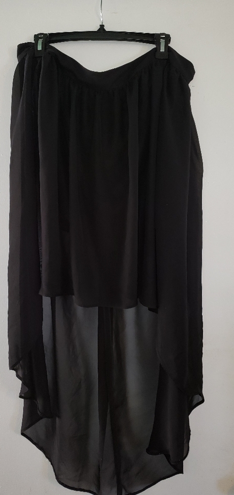 Black sheer high/low skirt
